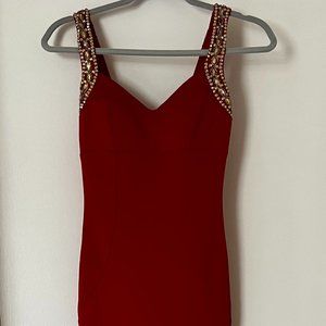 Red maxi dress with slit